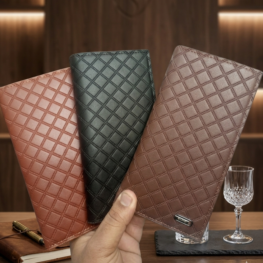 Men’s Quilted Leather Bifold Wallet | Slim & Stylish | Multiple Card Slots | Durable Everyday Accessory | Black